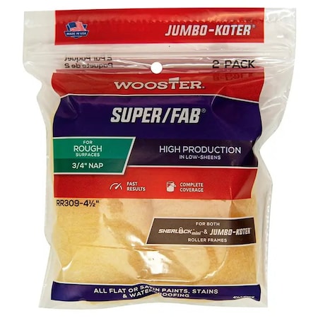 Wooster 4-1/2" Mini Paint Roller Cover, 3/4" Nap Nap, Knit Fabric RR309